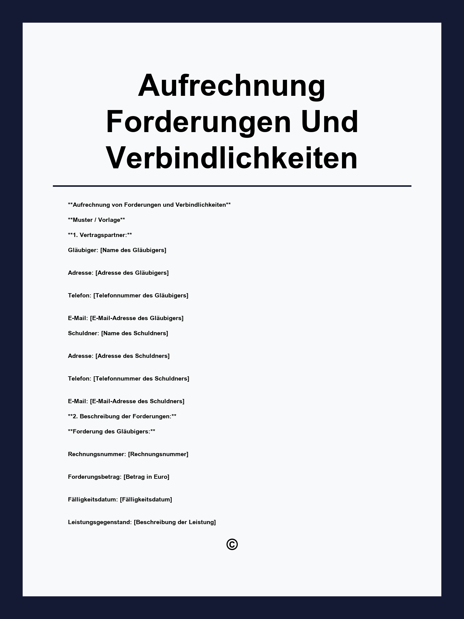 Aufrechnung Forderungen Und Verbindlichkeiten Muster