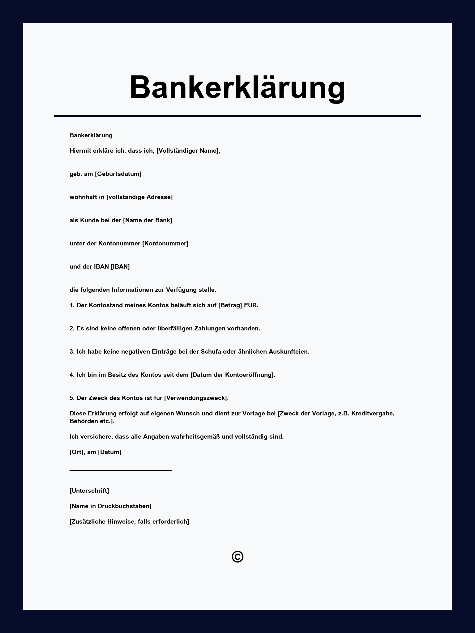 Bankerklärung