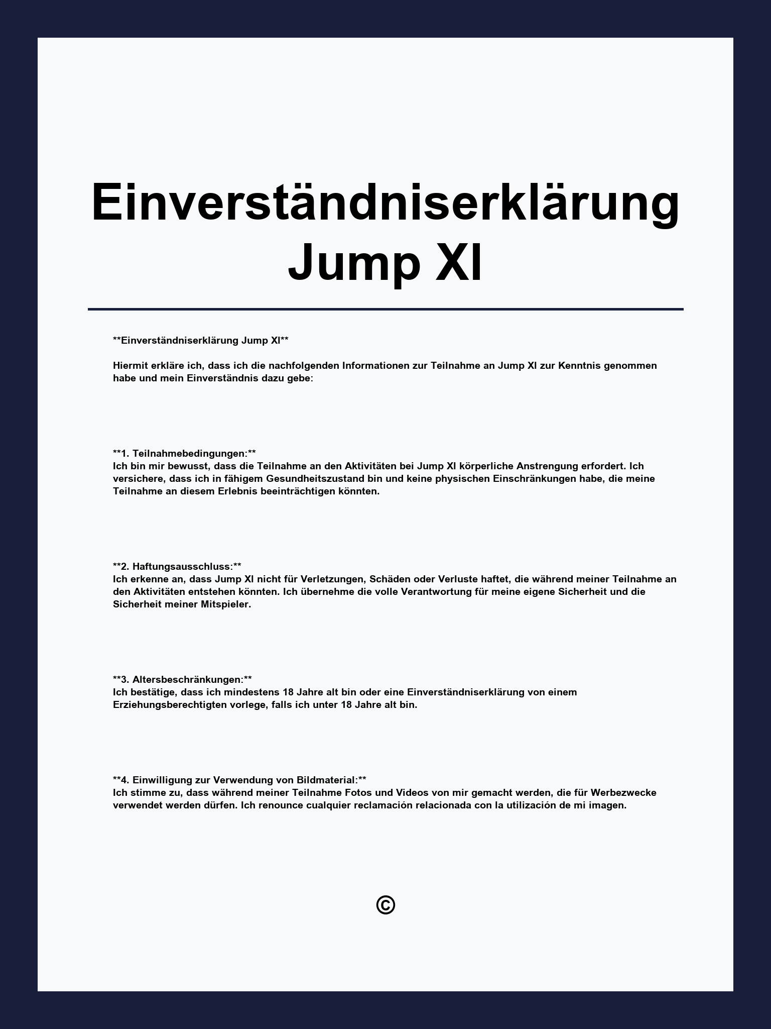 Einverständniserklärung Jump Xl