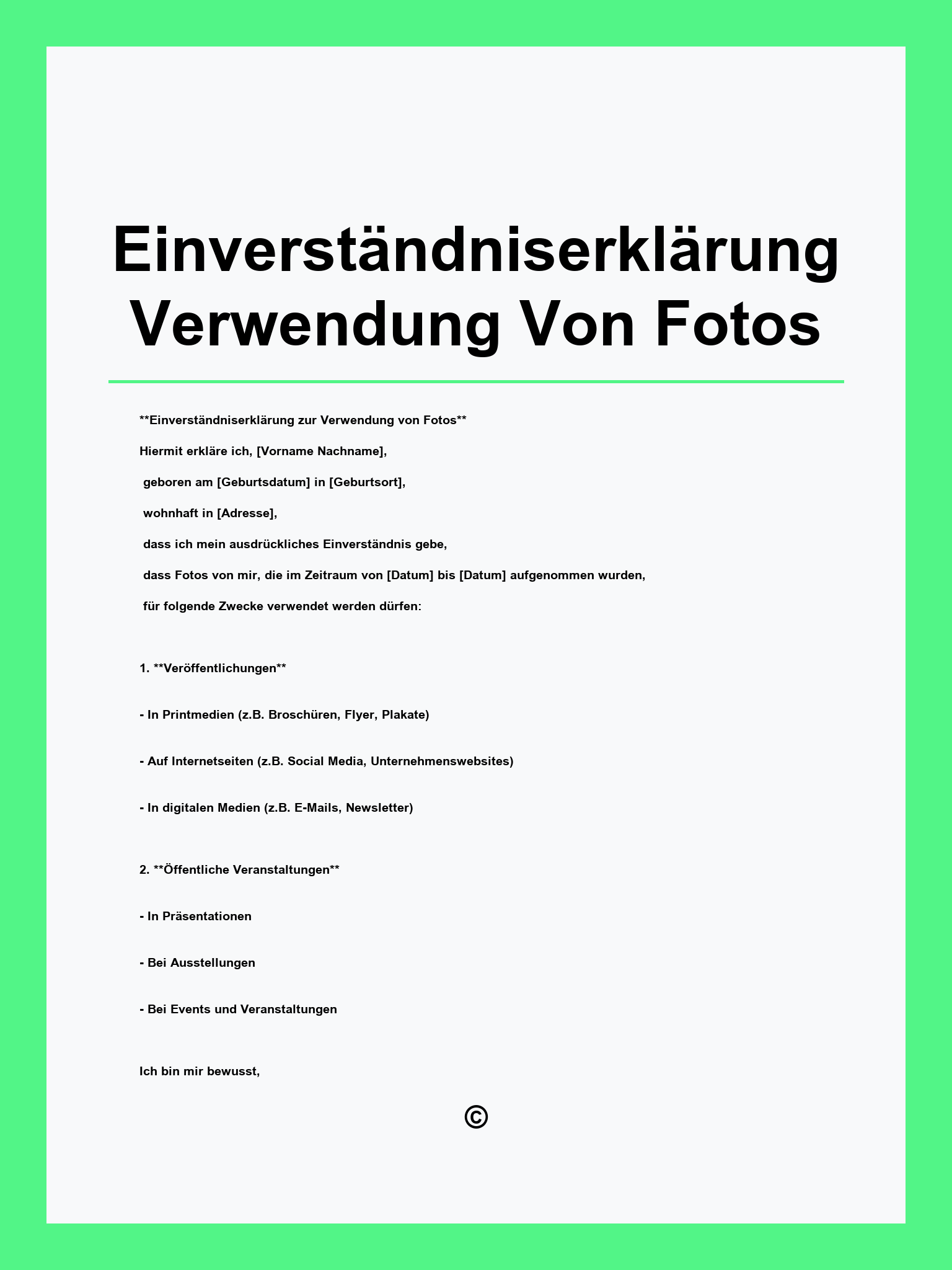 Vorlage Einverständniserklärung Verwendung Von Fotos