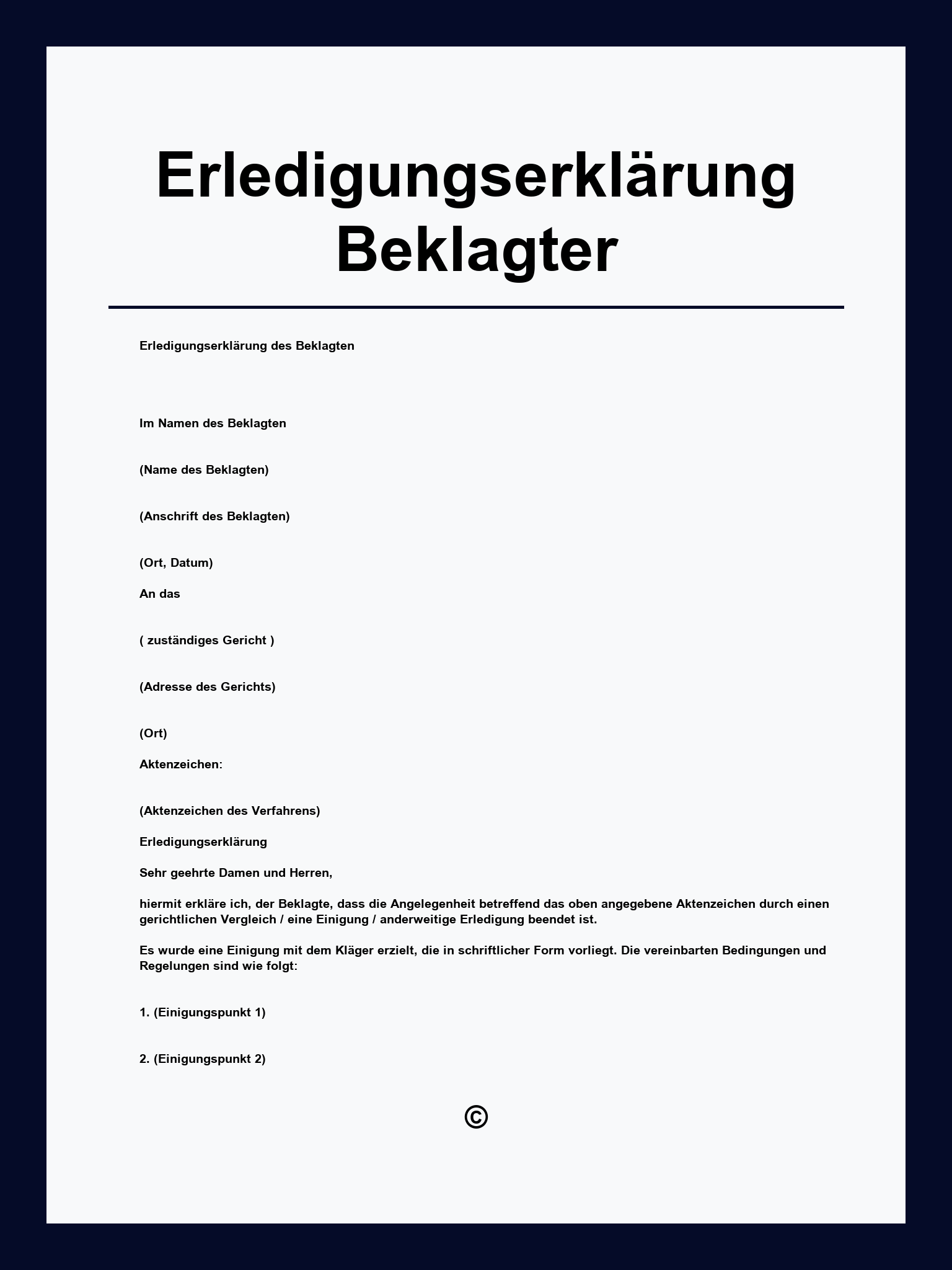 Erledigungserklärung Muster Beklagter