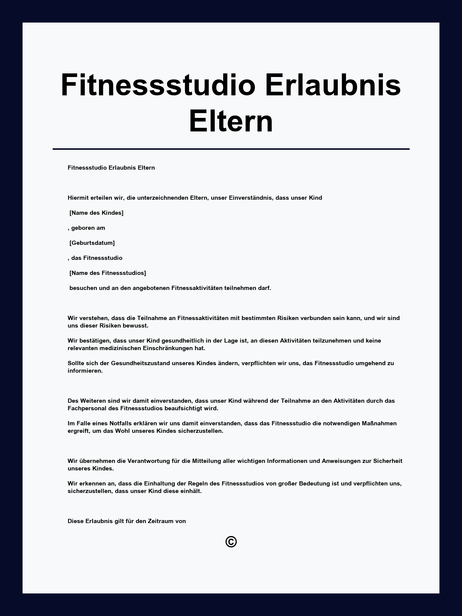 Fitnessstudio Erlaubnis Eltern