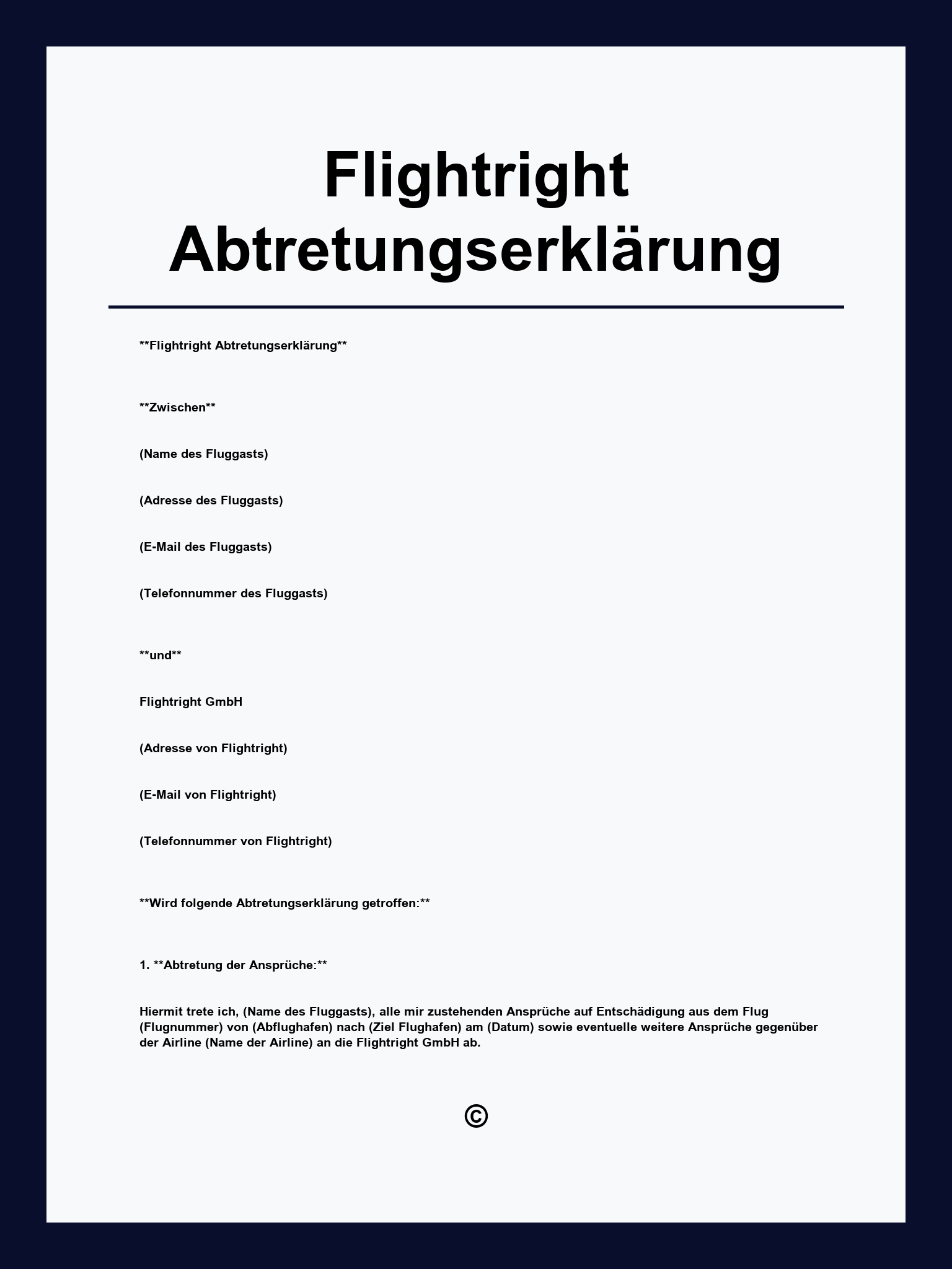 Flightright Abtretungserklärung
