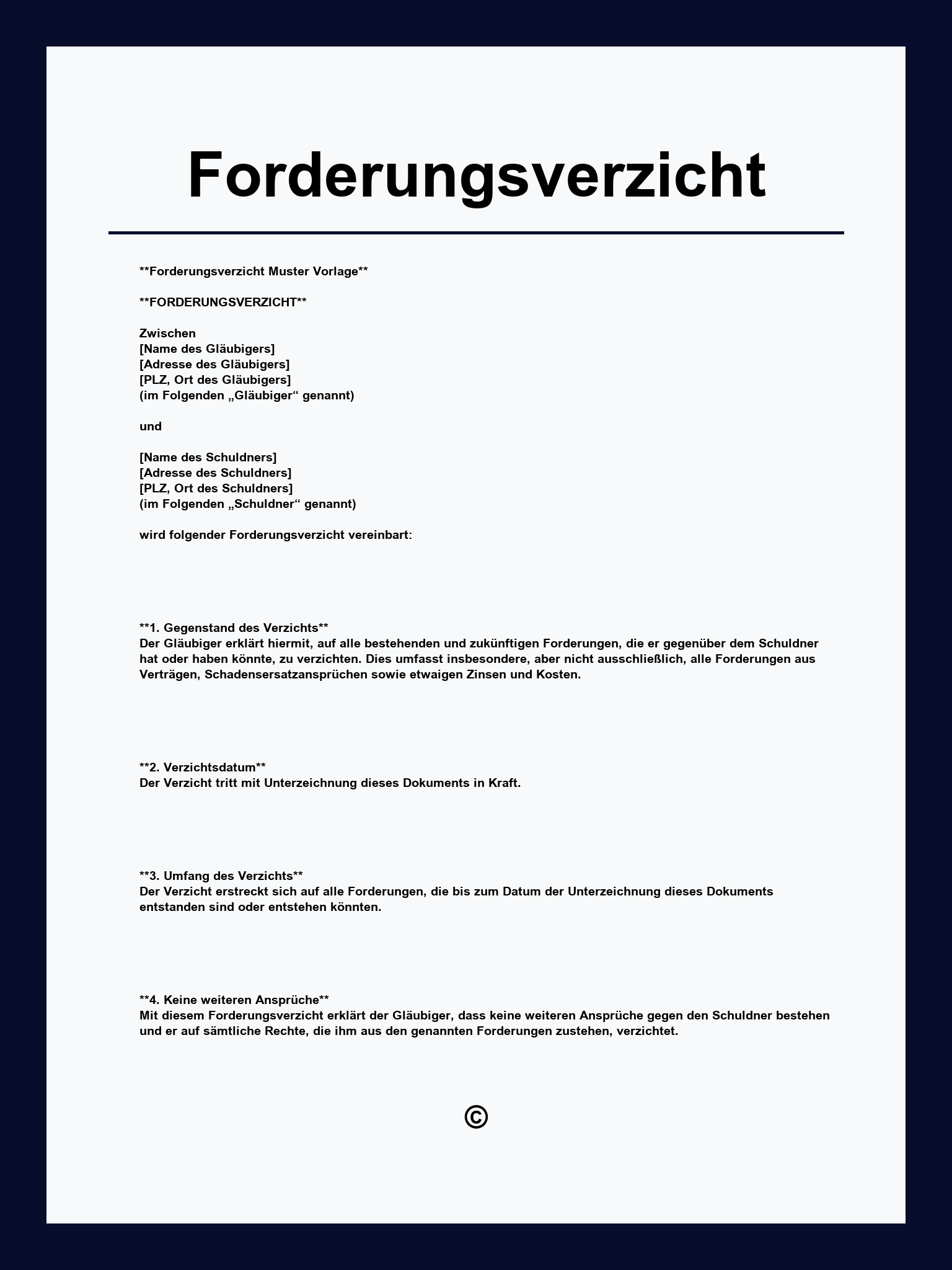 Forderungsverzicht Muster