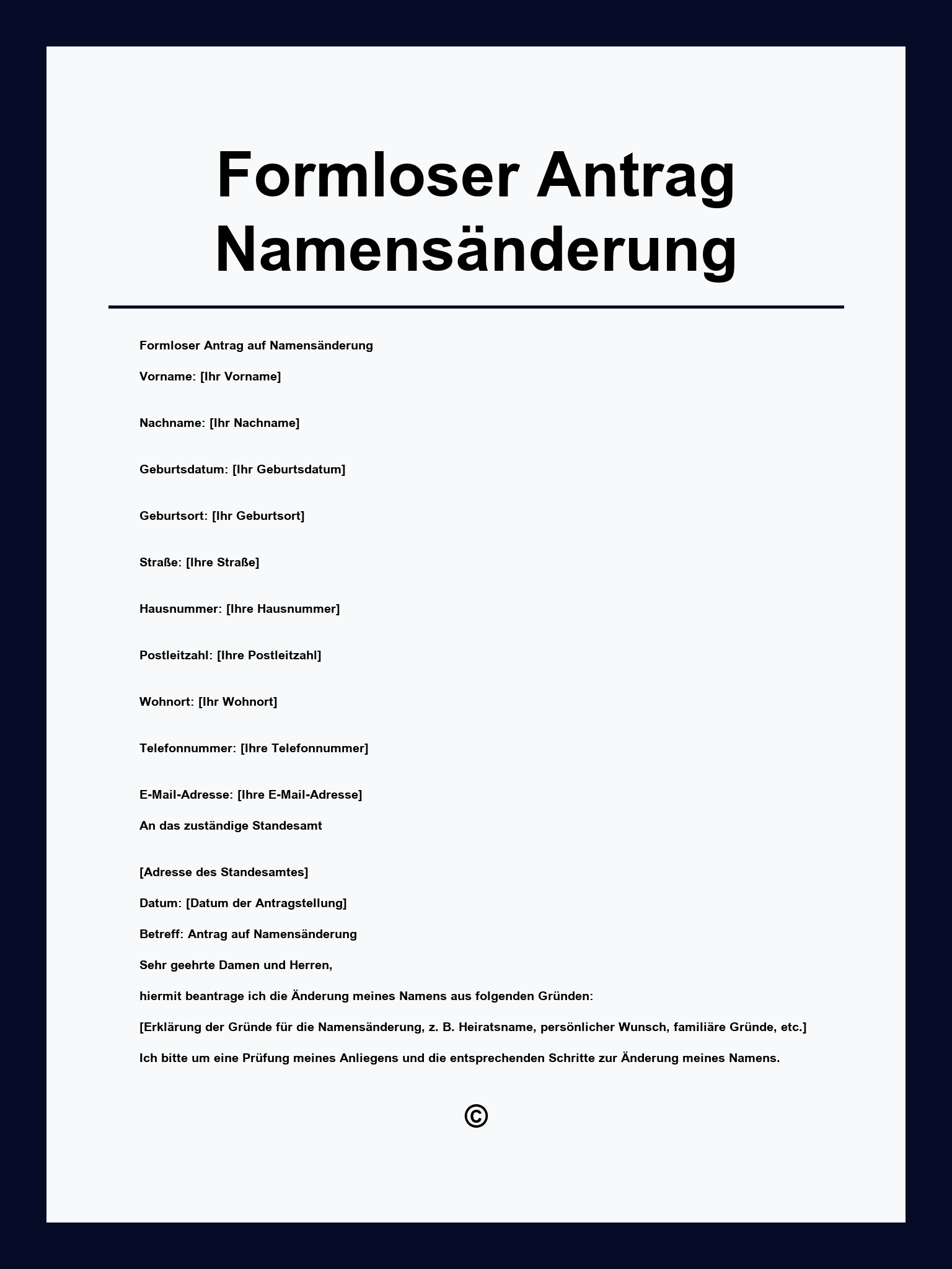 Formloser Antrag Namensänderung Muster