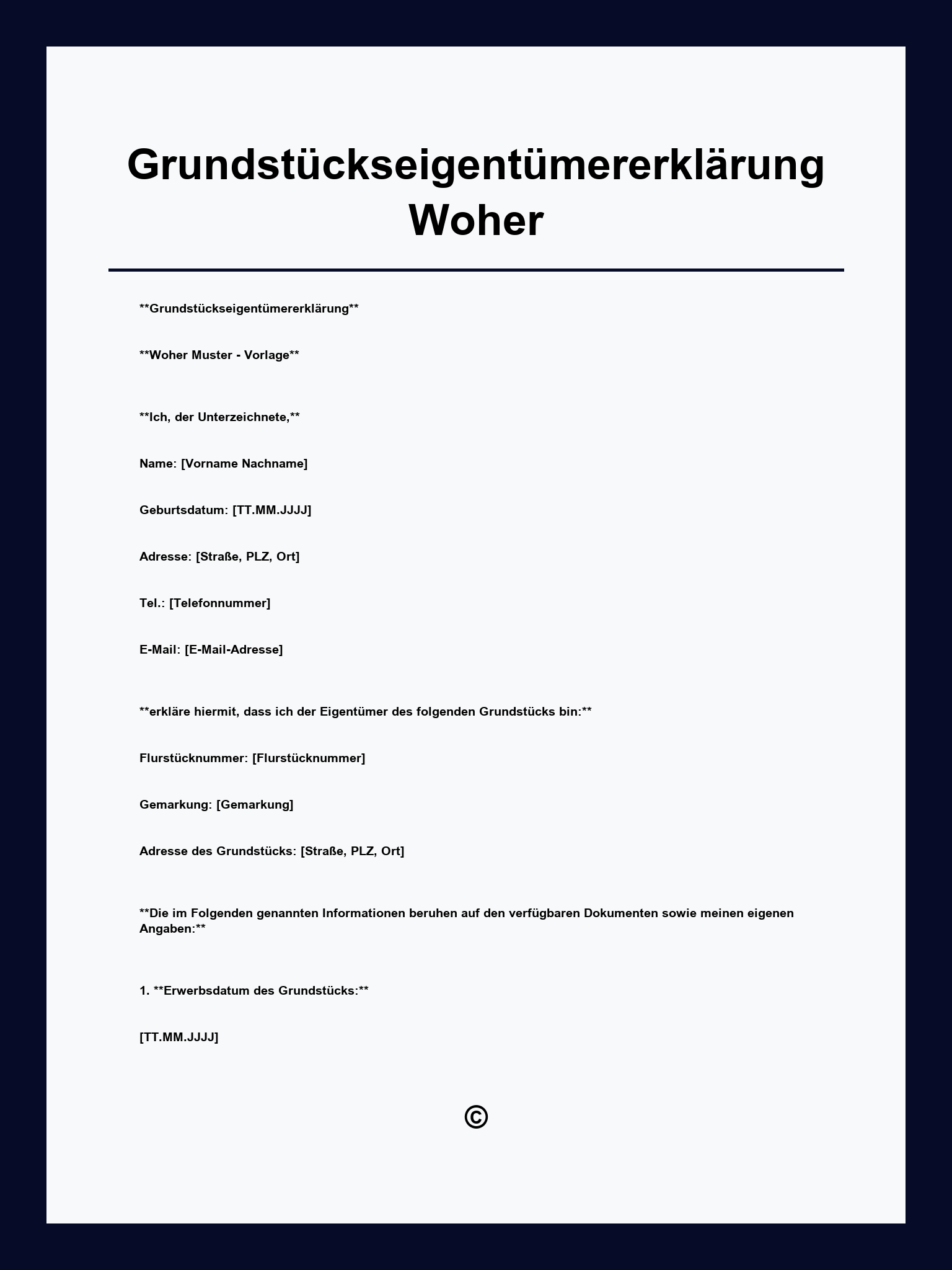 Grundstückseigentümererklärung Woher