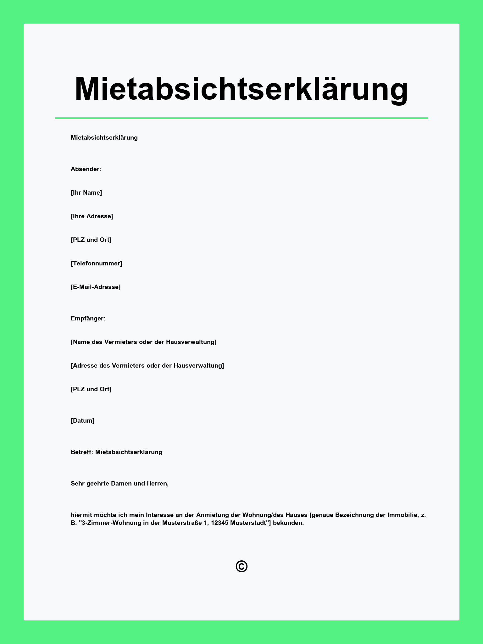 Mietabsichtserklärung