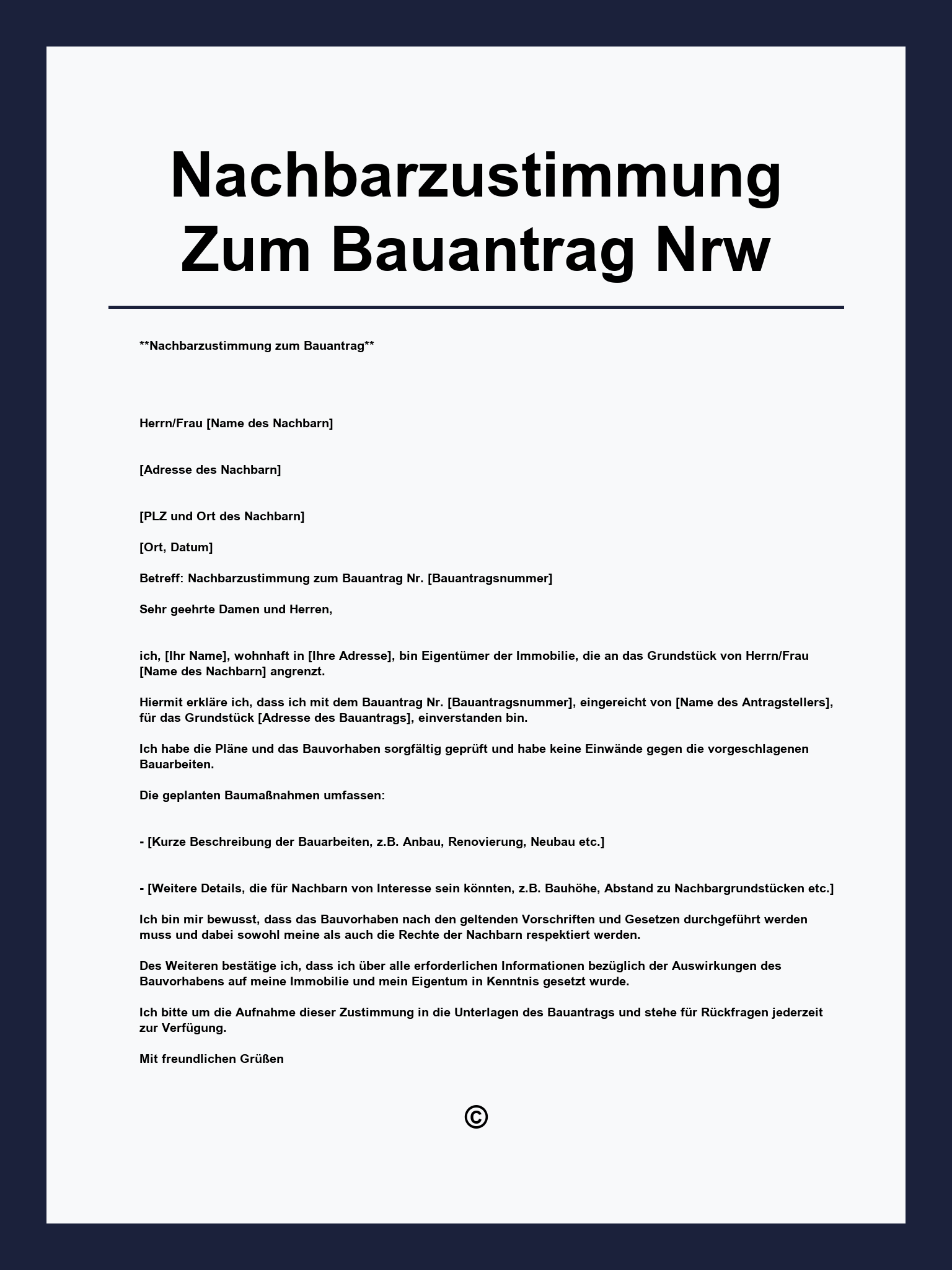 Nachbarzustimmung Zum Bauantrag Nrw