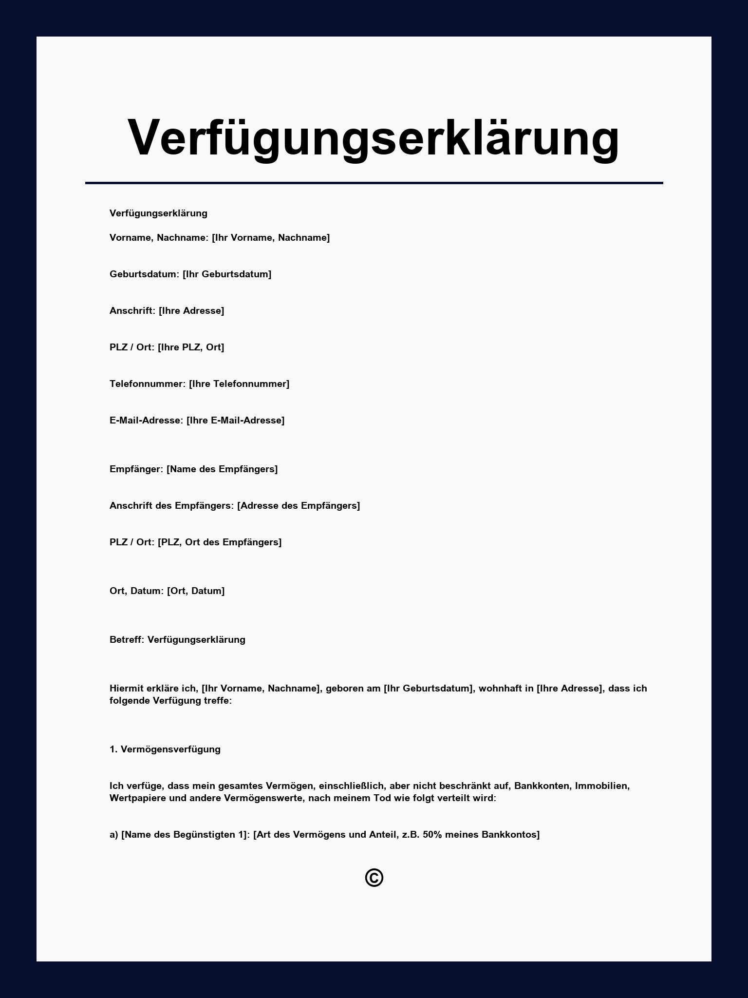 Verfügungserklärung