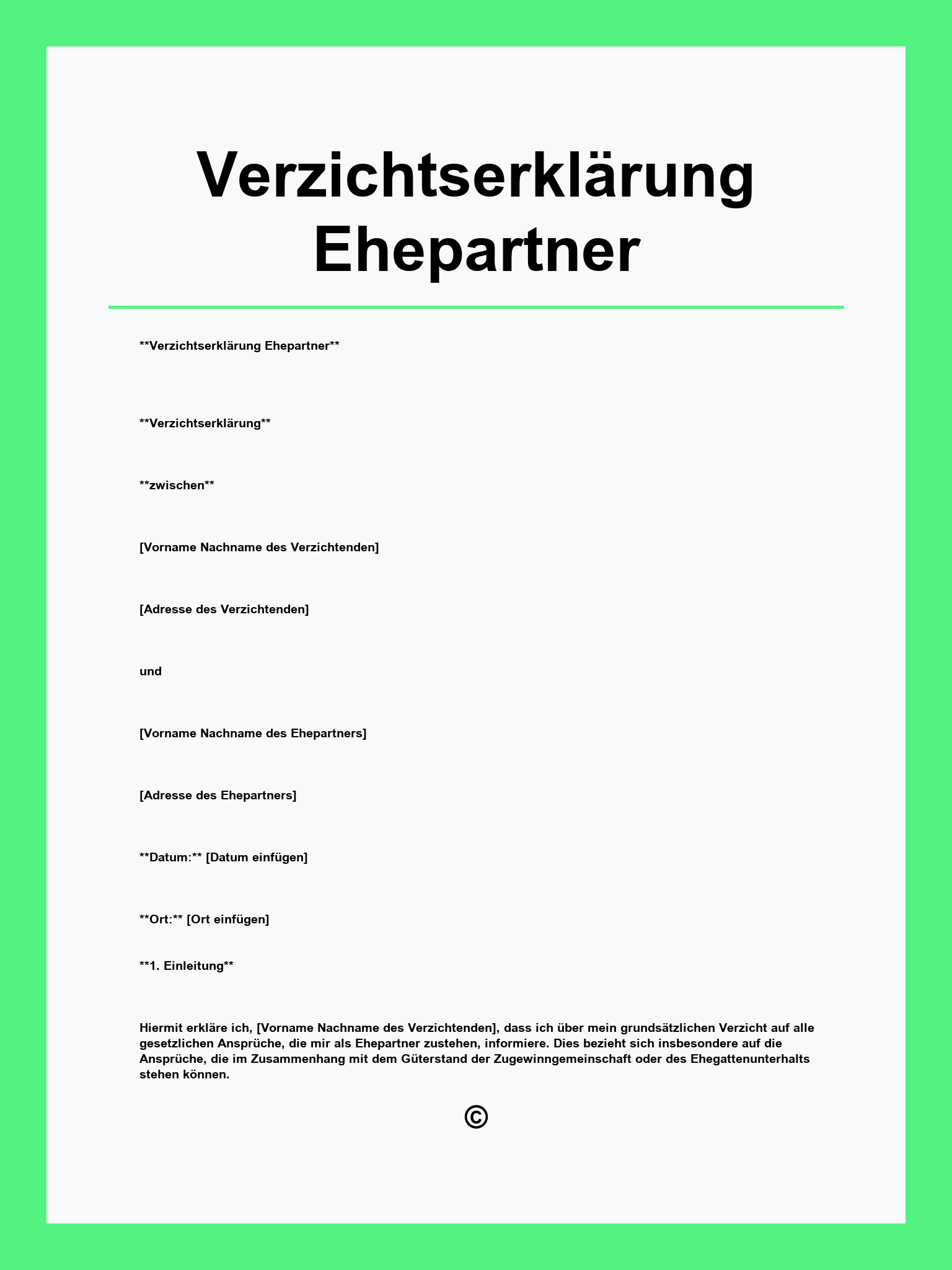 Verzichtserklärung Ehepartner